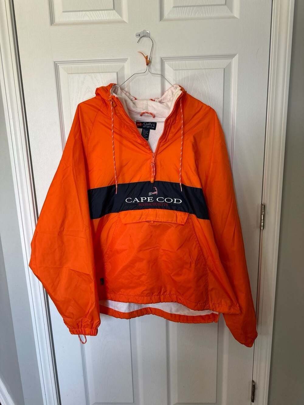 Vintage Cuffy's of Cape Cod Orange Pullover Windbreaker Anorak Jacket XXL